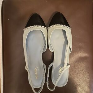 ALDO Women's Black and Light Blue Flats